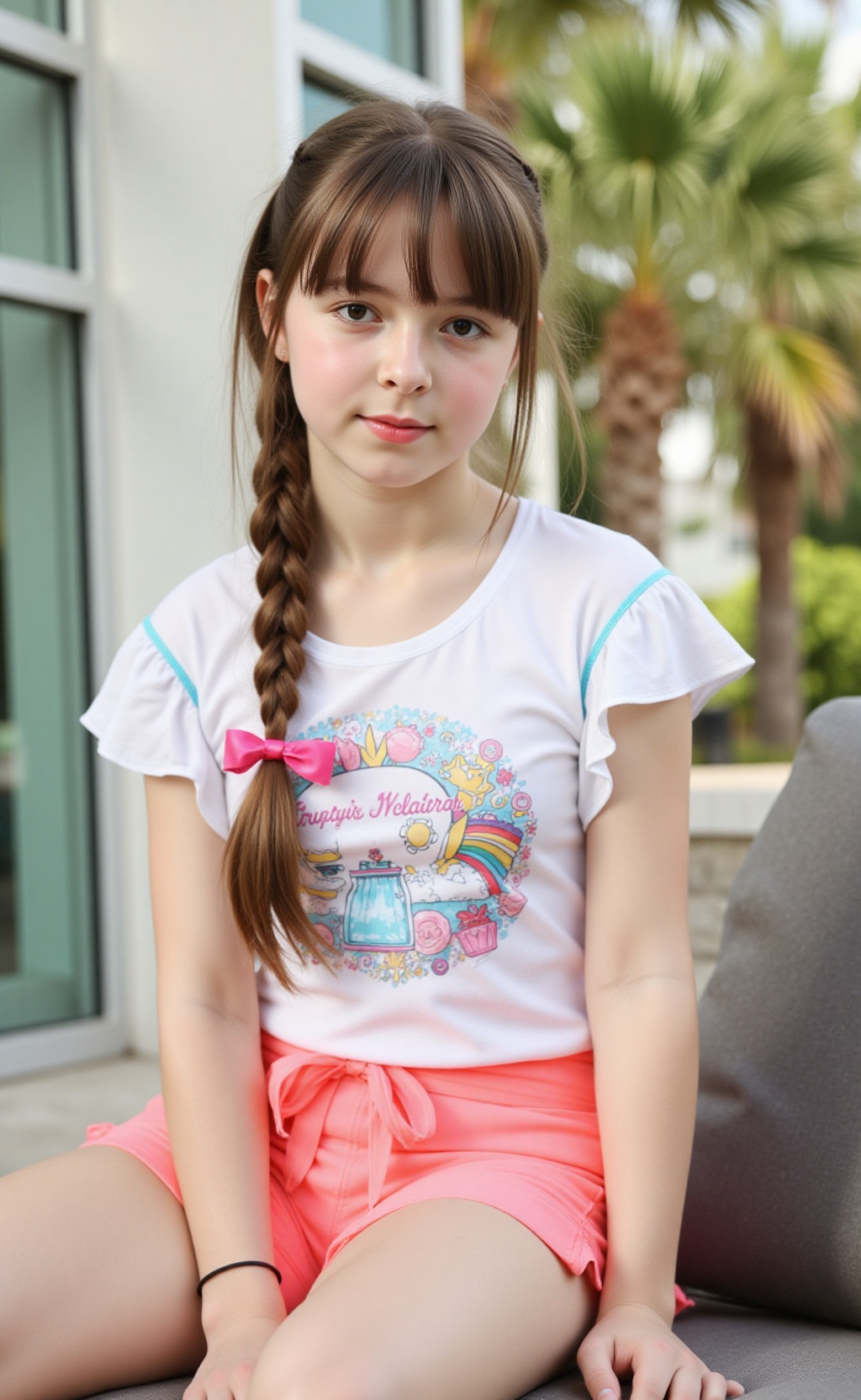 Eden,  12 years old,  is seated in a relaxed pose on Tensor.Art