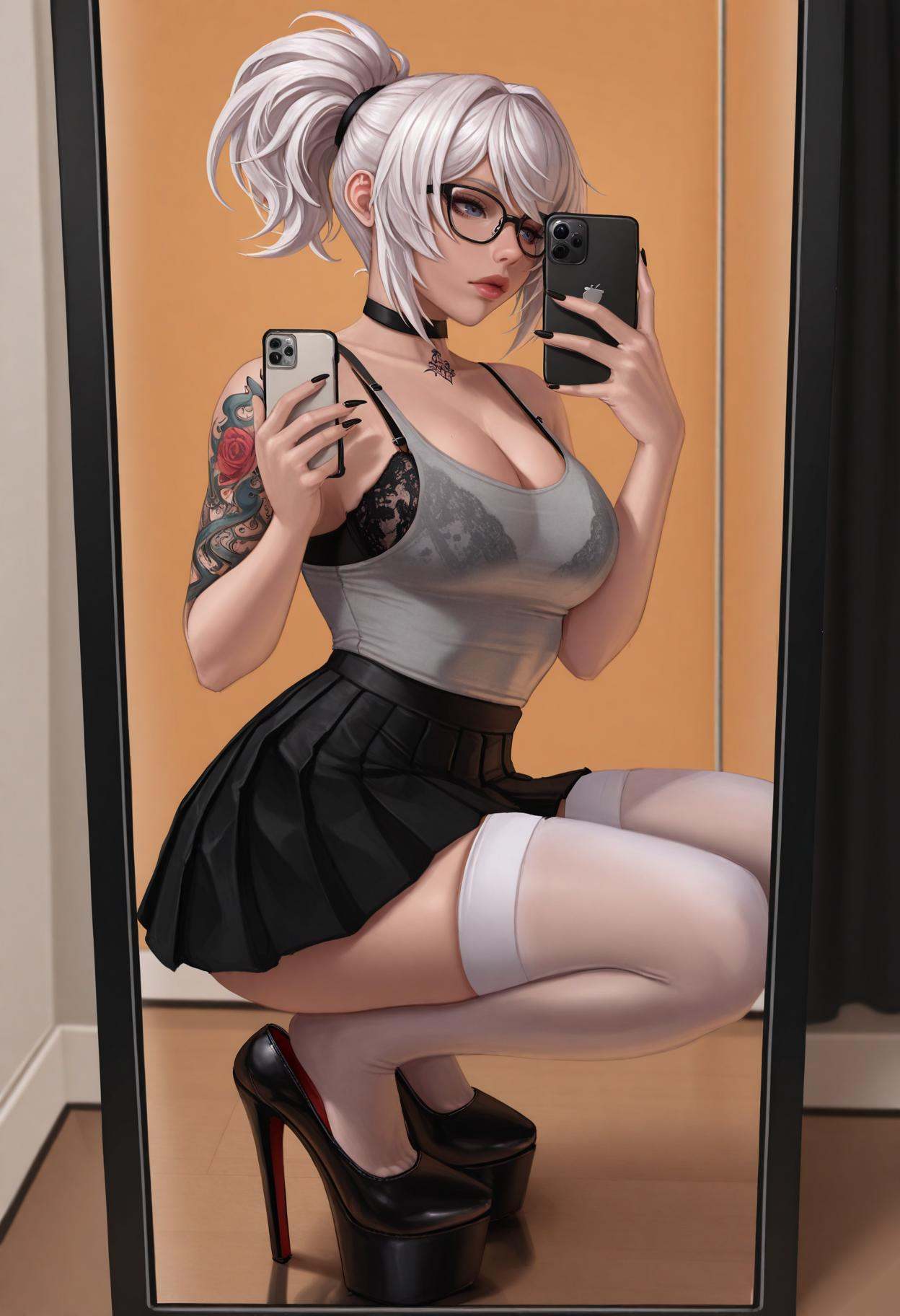 3cl1pt1ca,  1girl,  phone on Tensor.Art