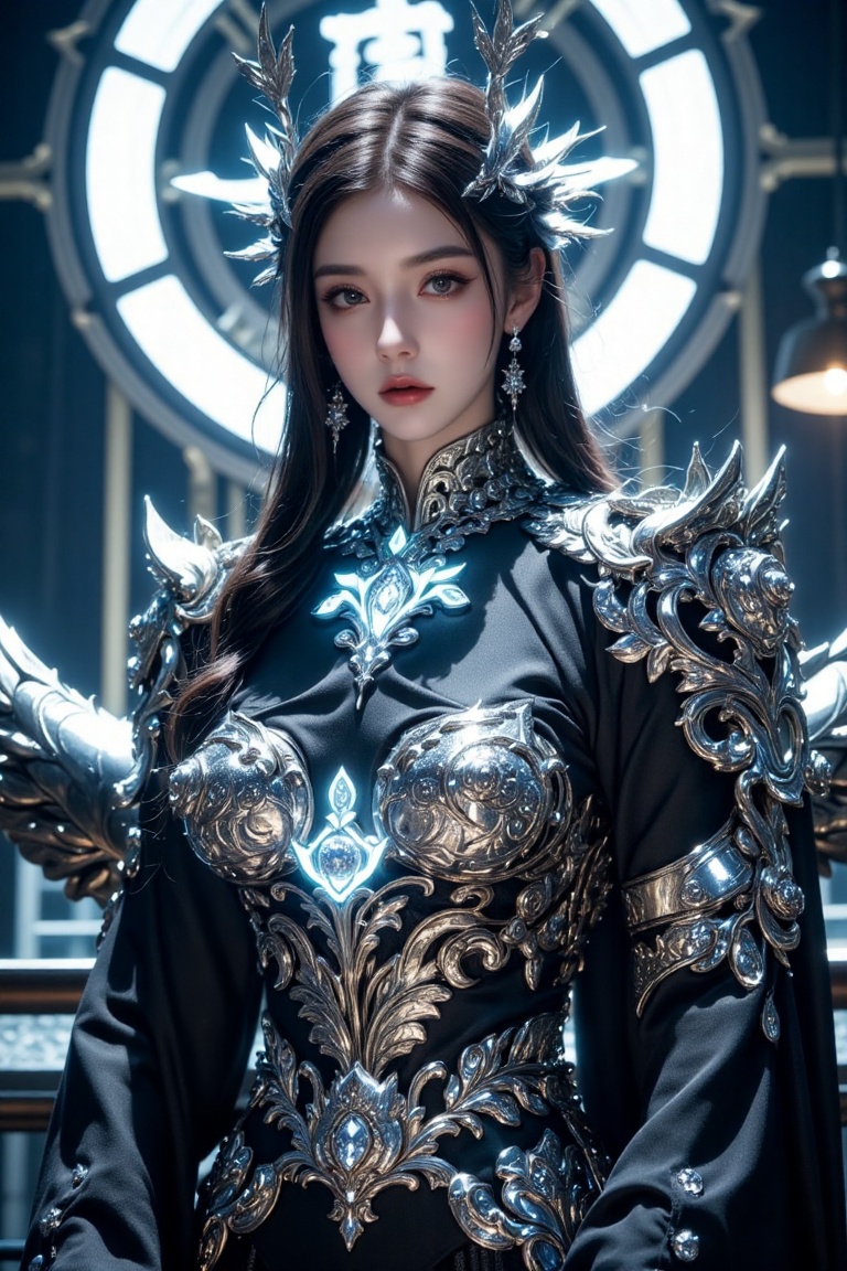 (Kunoichi),  (High-tech glowing armor),  Full Length Shot.Exquisite details and textures on Tensor.Art