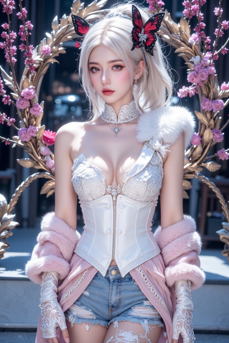 (pink and white entanglement),  (lace and fur entanglement),  (bust_shot) on Tensor.Art