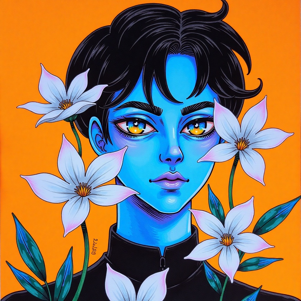 solo,  looking at viewer,  blue eyes on Tensor.Art