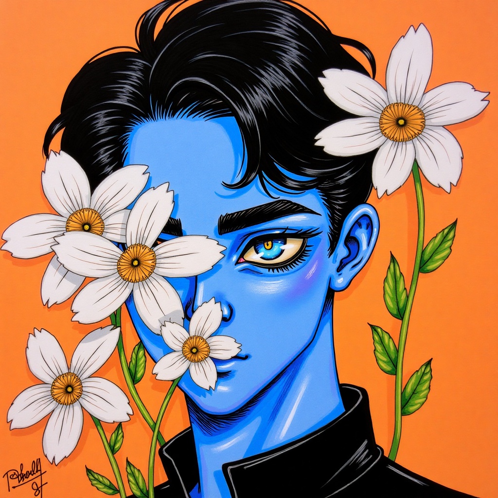solo,  looking at viewer,  blue eyes on Tensor.Art
