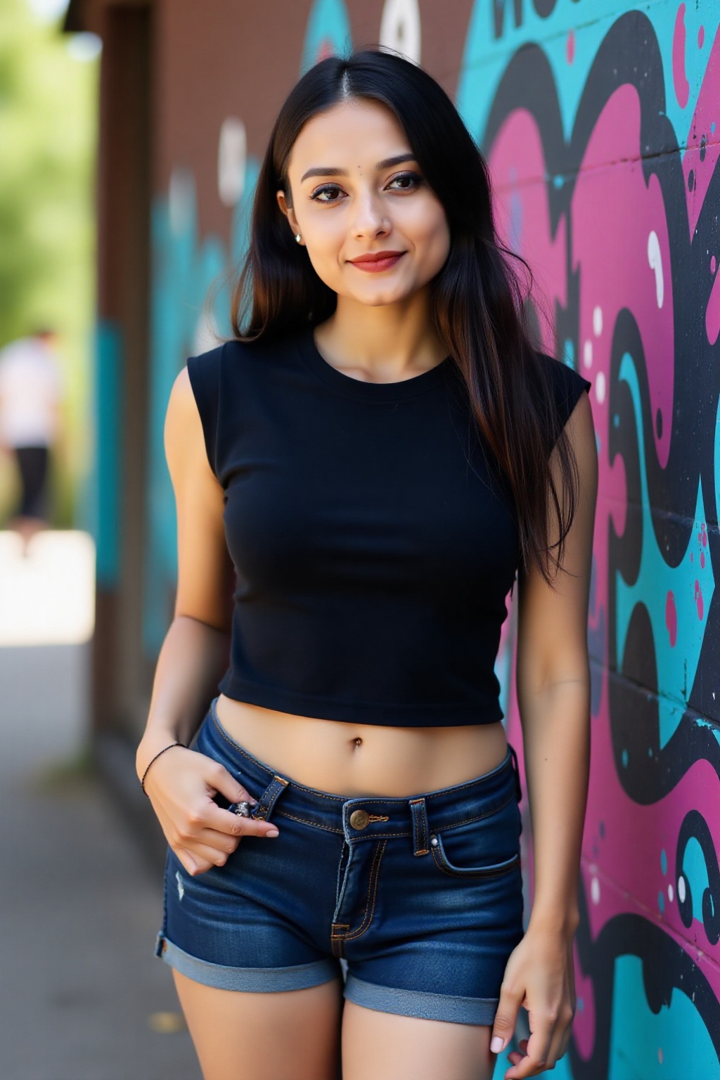 Here's a prompt that combines your input: Create an ultra-high-resolution photograph of a 24-year-old girl,  standing semi...