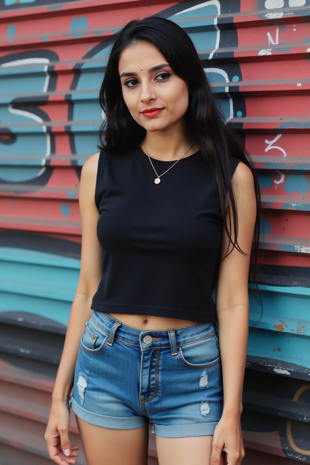 Here's a prompt that combines your input: Create an ultra-high-resolution photograph of a 24-year-old girl,  standing semi...