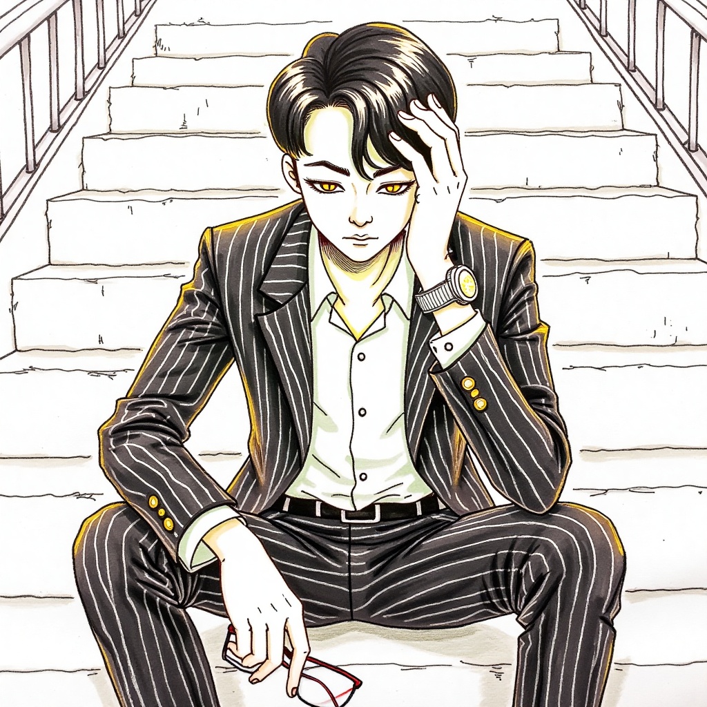 solo,  1boy,  sitting on Tensor.Art