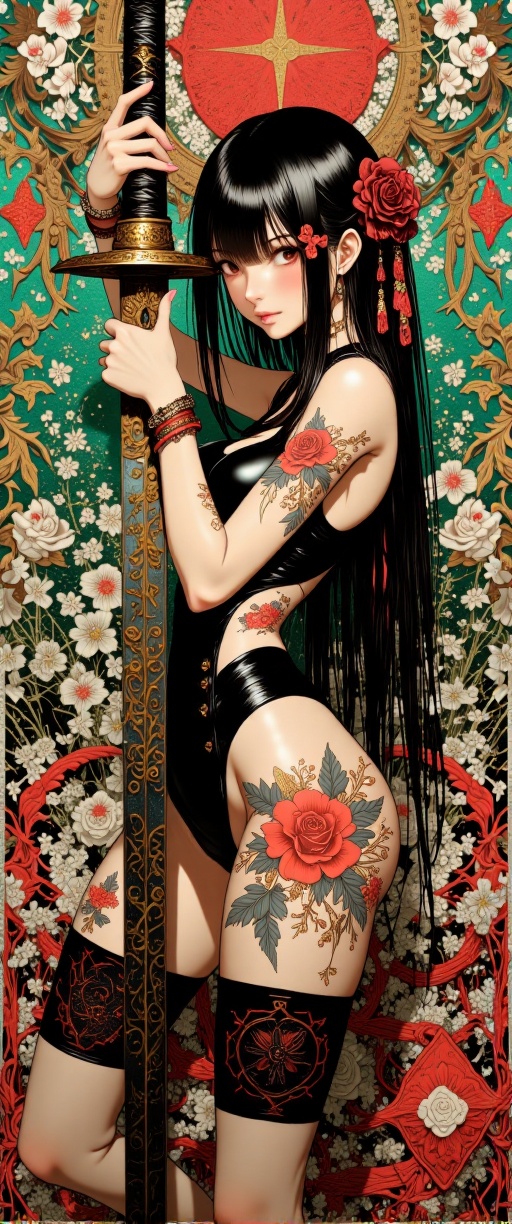 A luminous,  photorealistic oil painting-style image captures a The image depicts a stylized,  anime-inspired artwork of a...