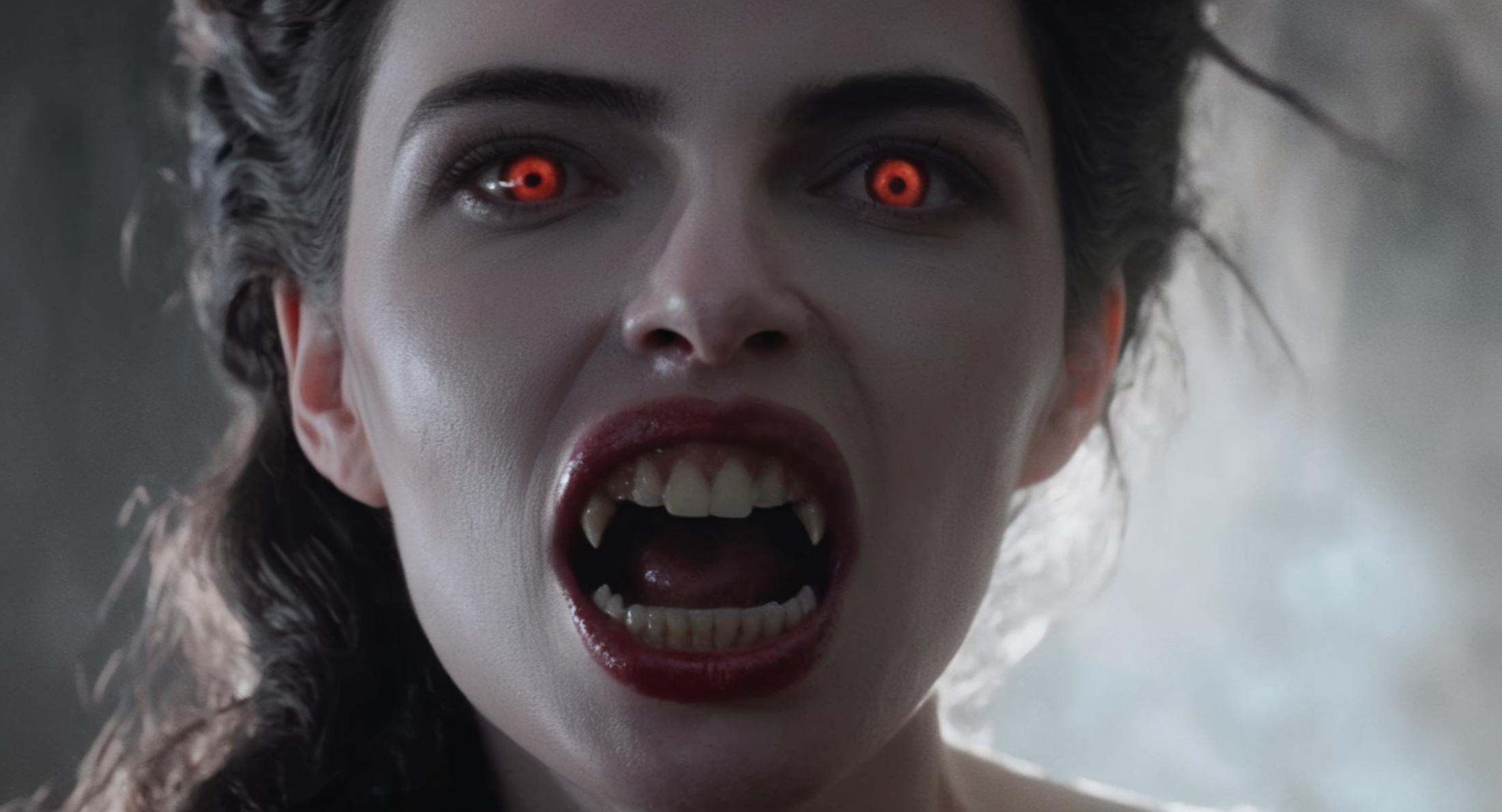concept art of (Cinematic Film stock footage style) in (arri alexa style) (Kodak film print style),  hyperrealism a vampir...