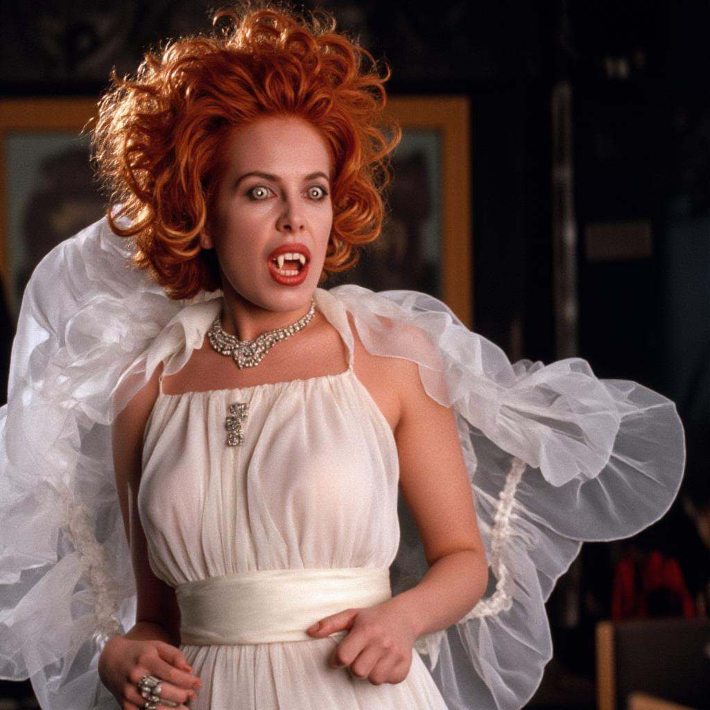 cinematic film still of Vampire Lucy Westenra a woman with a frozen red hair and a white dress,  1girl,  solo on Tensor.Art