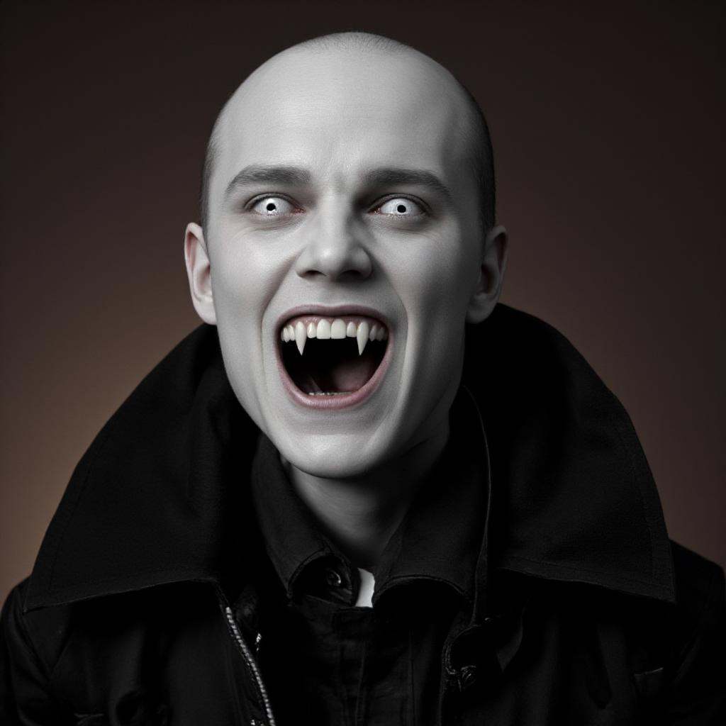 cinematic film still of Vampire Nosferatu Orlock a man with a creepy look on his face,  solo,  looking at viewer on Tensor...