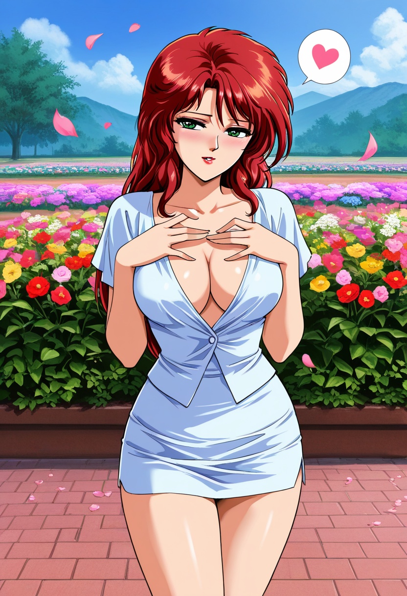 Reiko,  red long hair,  green eyes on Tensor.Art