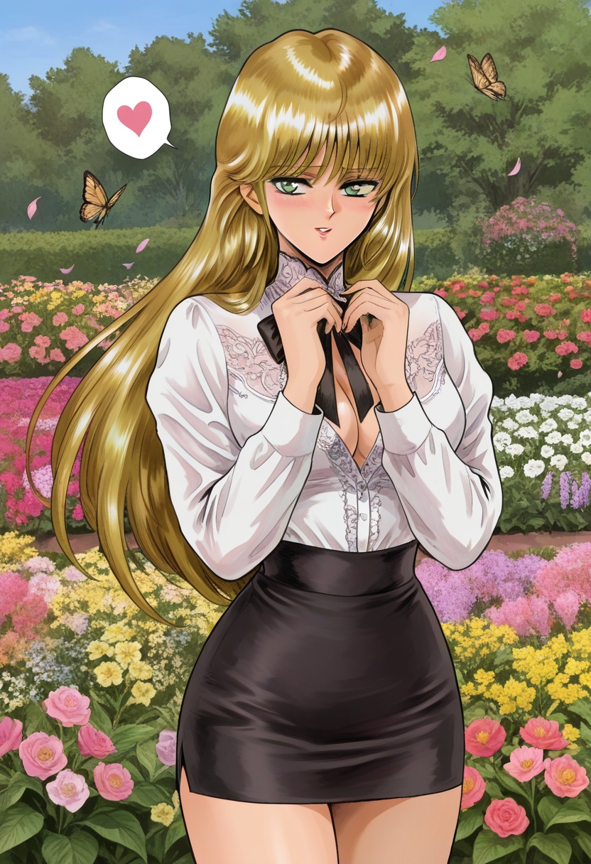 Shiriru,  blonde long hair,  bangs on Tensor.Art