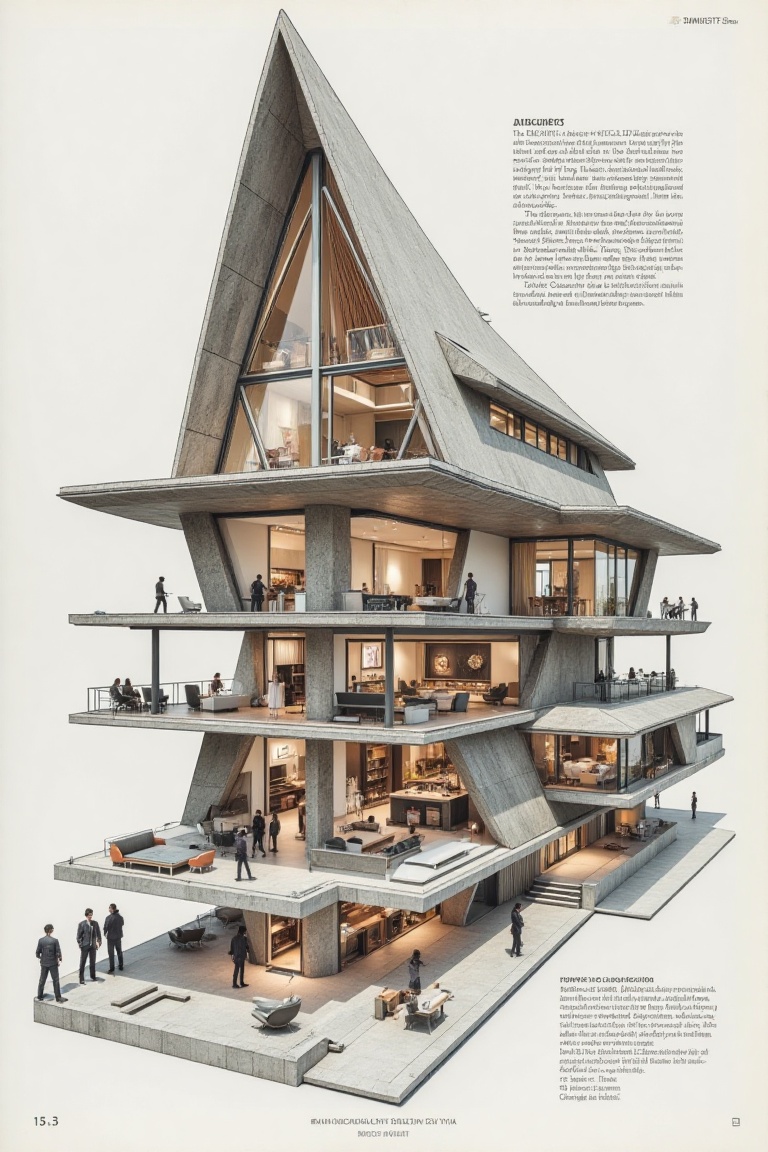 Beautiful modern house with section design,  Concept art ,  reference sheet on Tensor.Art