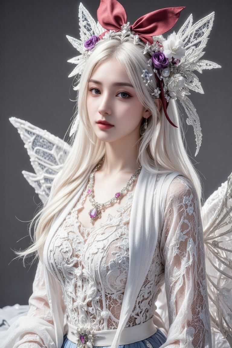 (pink and white entanglement),  (lace and fur entanglement),  (bust_shot) on Tensor.Art