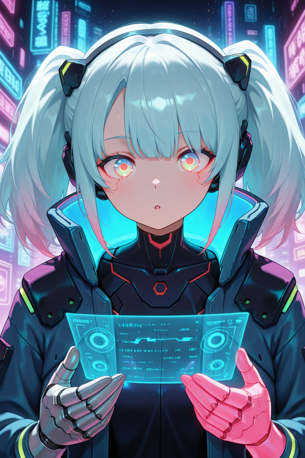 Cyberpunk anime girl,  half-body portrait,  vibrant colors on Tensor.Art