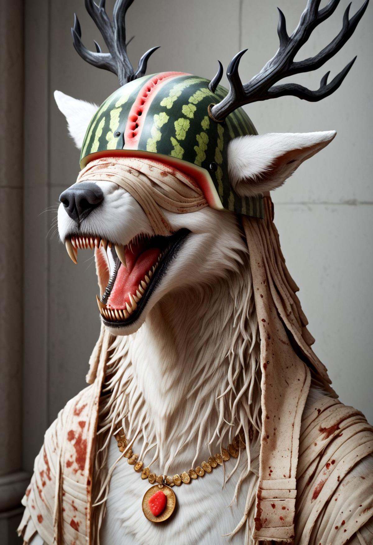 melonhelm,  bbvicamelia wearing watermelon helmet,  portrait on Tensor.Art