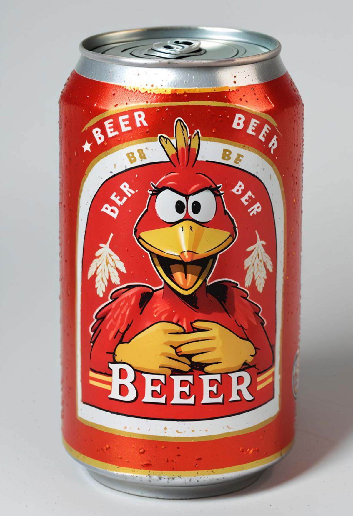 beerlabel,  red beer can,  Kazooie on Tensor.Art