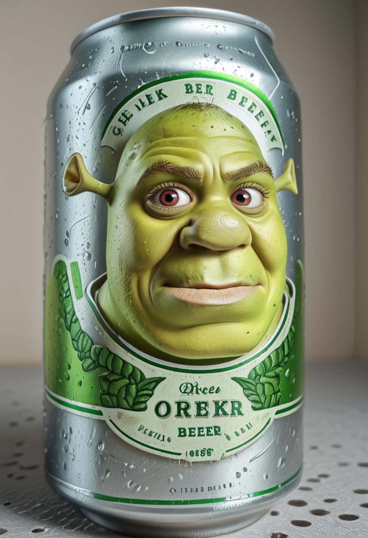 beerlabel,  green beer can,  (shrek on Tensor.Art
