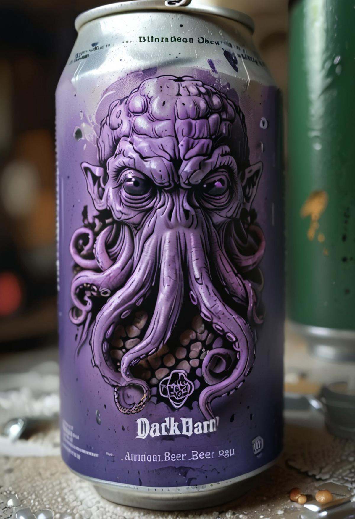 beerlabel,  purple beer can,  cthulhu on Tensor.Art