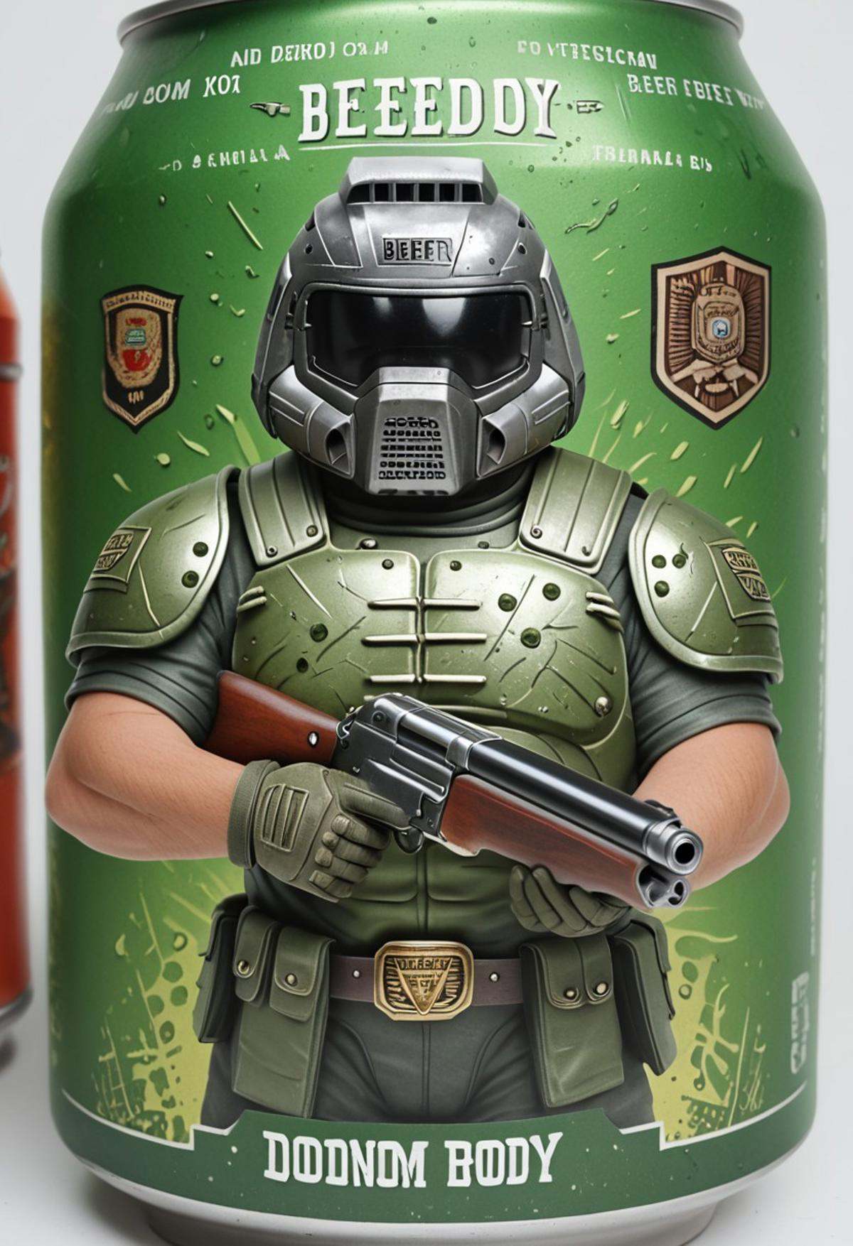 beerlabel,  green beer can,  (doomguy on Tensor.Art