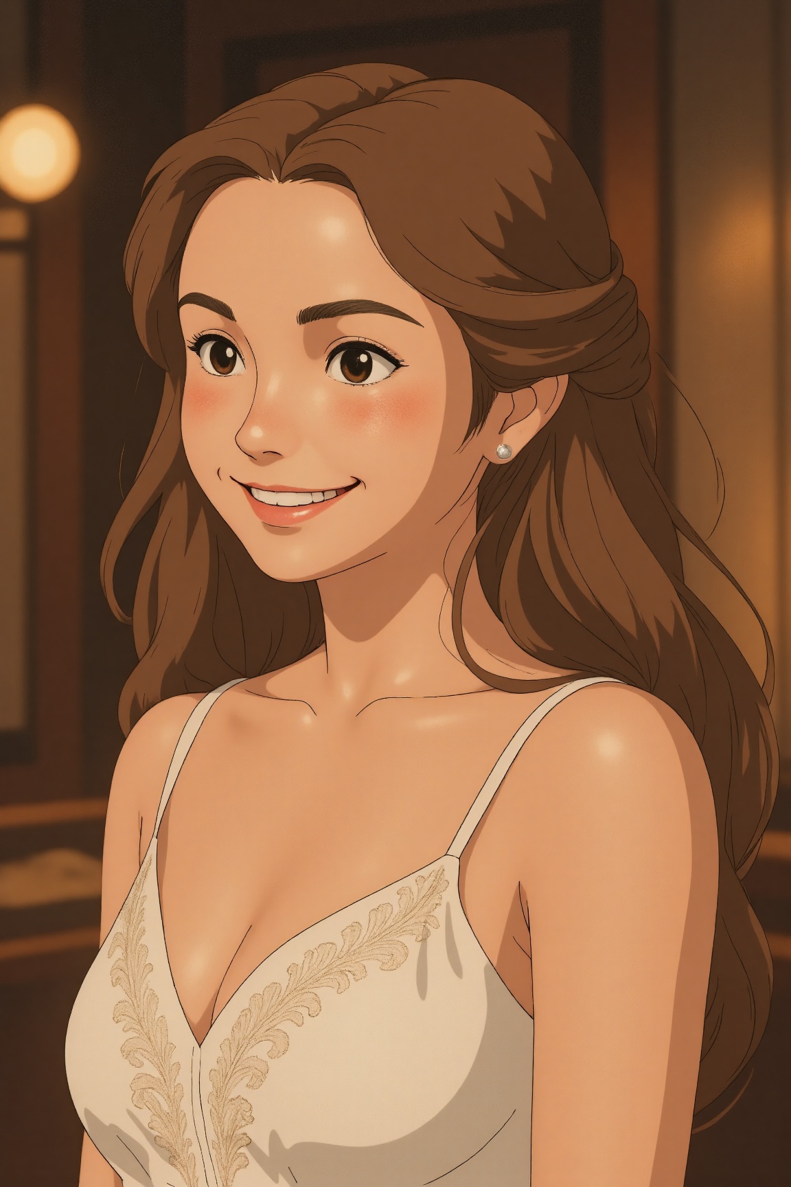 Ghibli Style,  a young woman with long,  wavy on Tensor.Art
