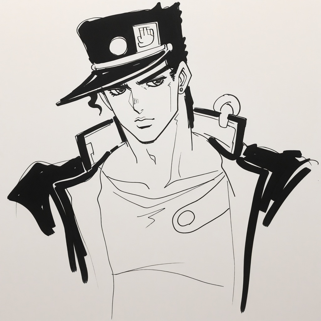araki sketch,  jotaro kujo,  monochromatic on Tensor.Art