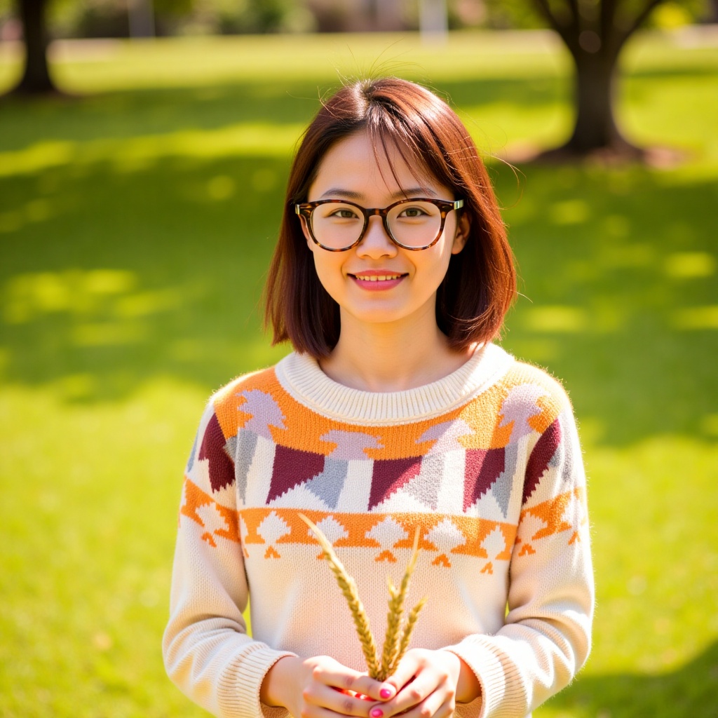 Young woman with shoulder-length brown hair,  light complexion,  wearing a cream-colored on Tensor.Art