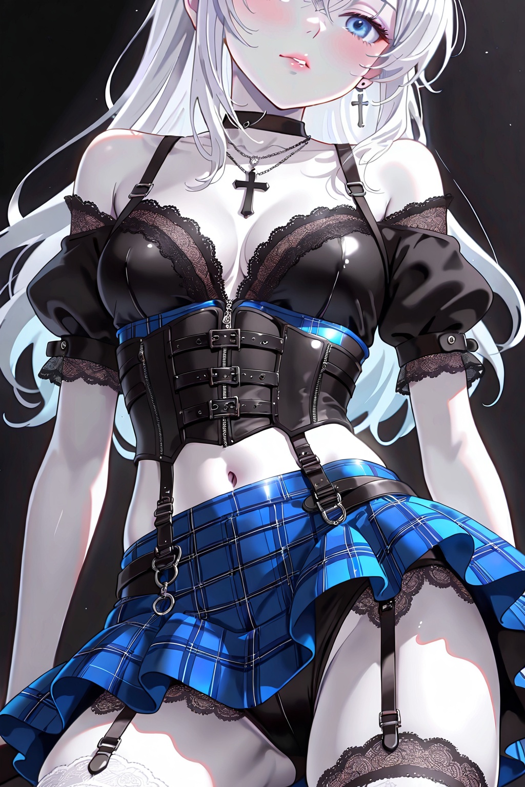 Pale silver hair,  anime girl,  blue eyes. Healthy white skin on Tensor.Art