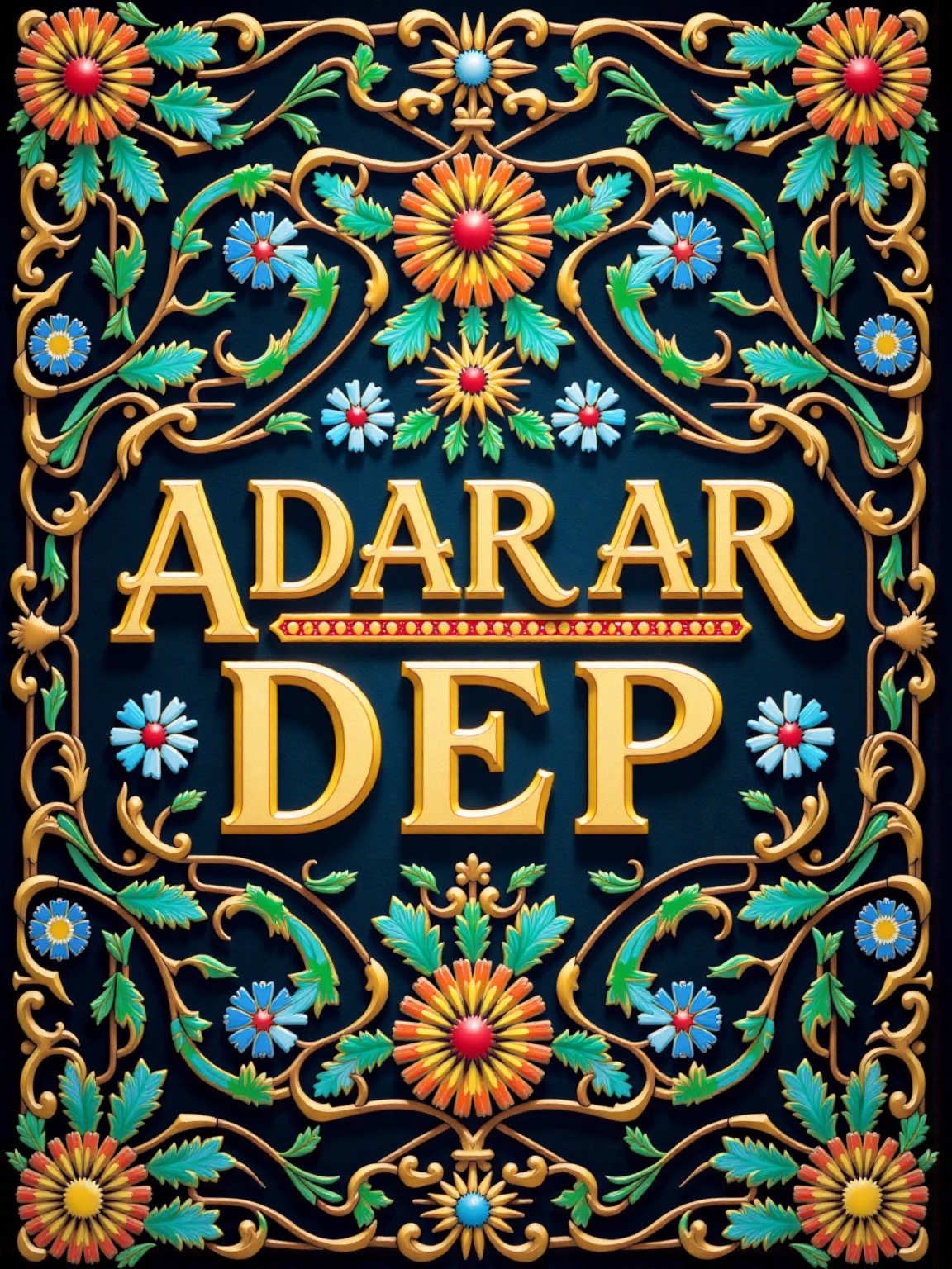"ADRAR DEP " main TEXT LOGO,  scond Text "ZELLIJ FLUX",  3d text on Tensor.Art