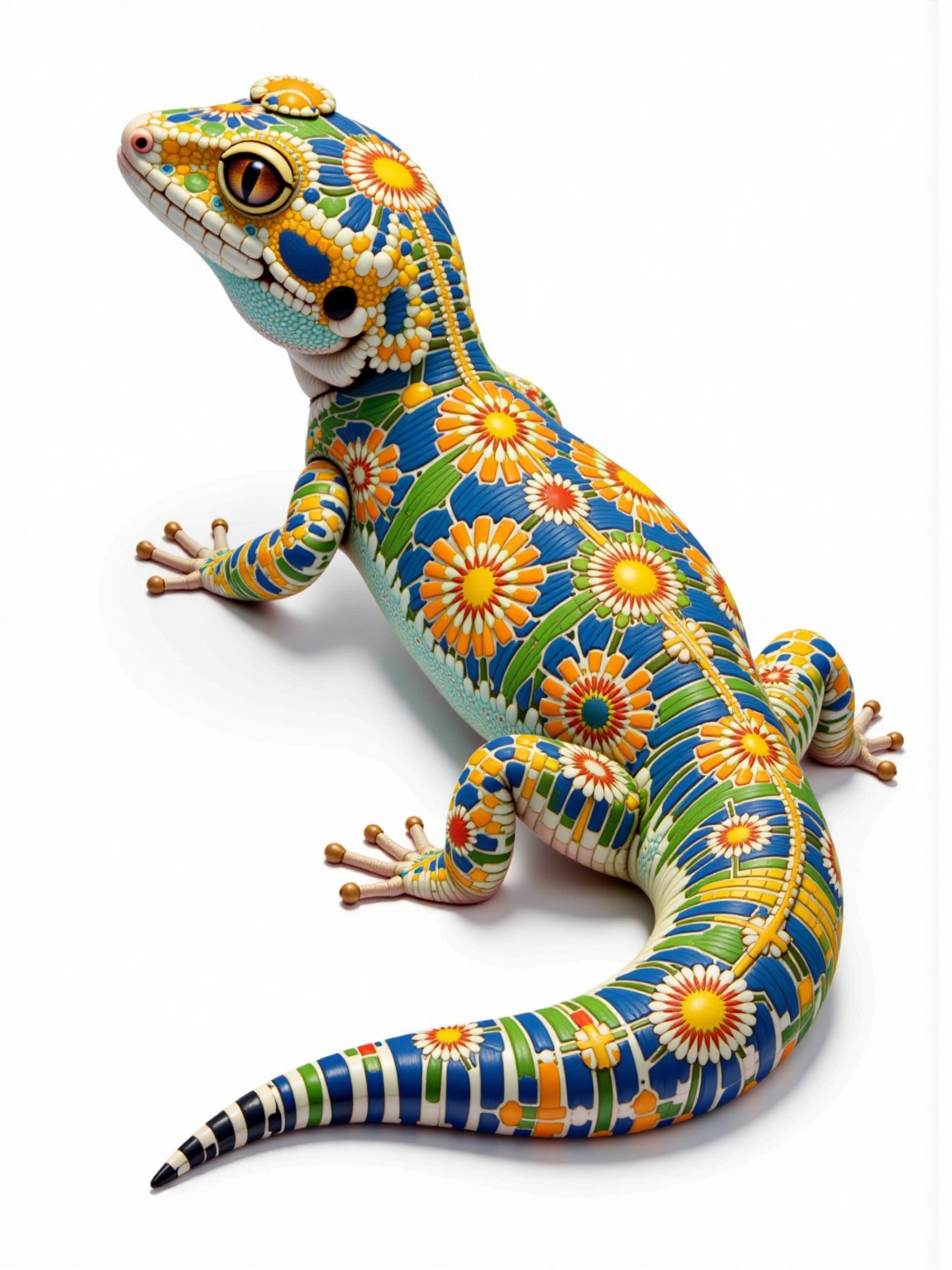 masterpiece art Exotic zellij-inspired patterns on a gecko's skin,  showcasing the reptile's unique textures with a touch...