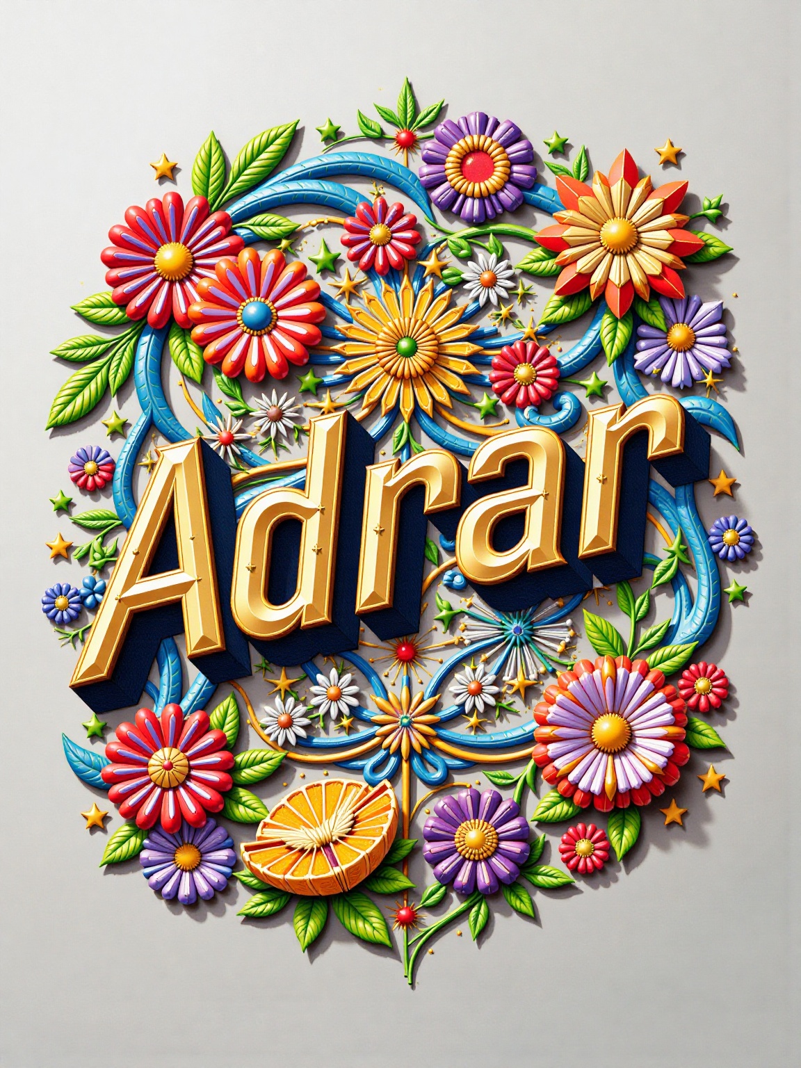 "Adrar Style" 3d text!,  clear focus,  high detail on Tensor.Art