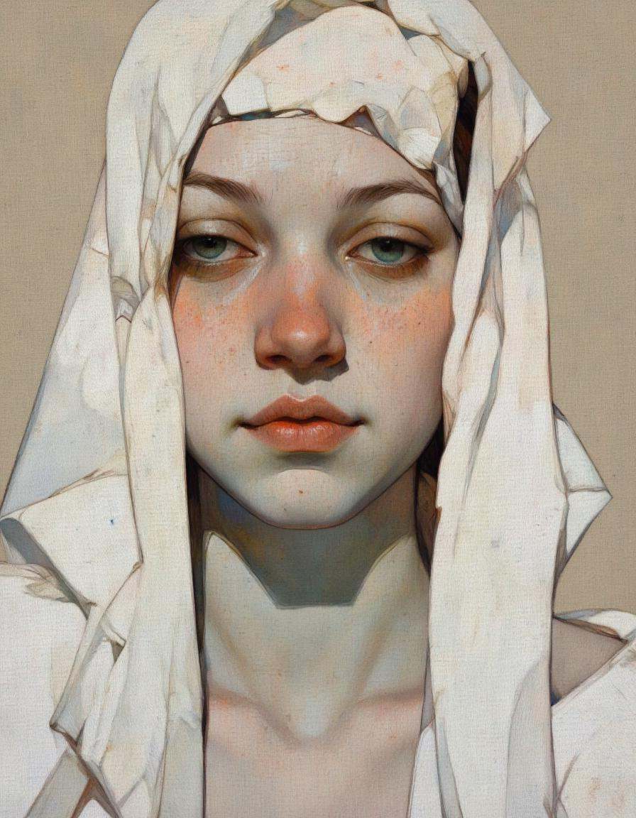 Steve McDonald Art. This image is a highly detailed digital painting featuring a close-up of a young woman's face. The sty...