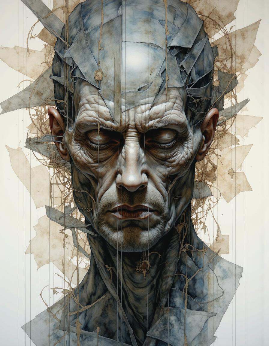 Portrait by Dorota Pietrowiak. This is a highly detailed,  surrealistic watercolor painting of an abstract,  surreal on Te...