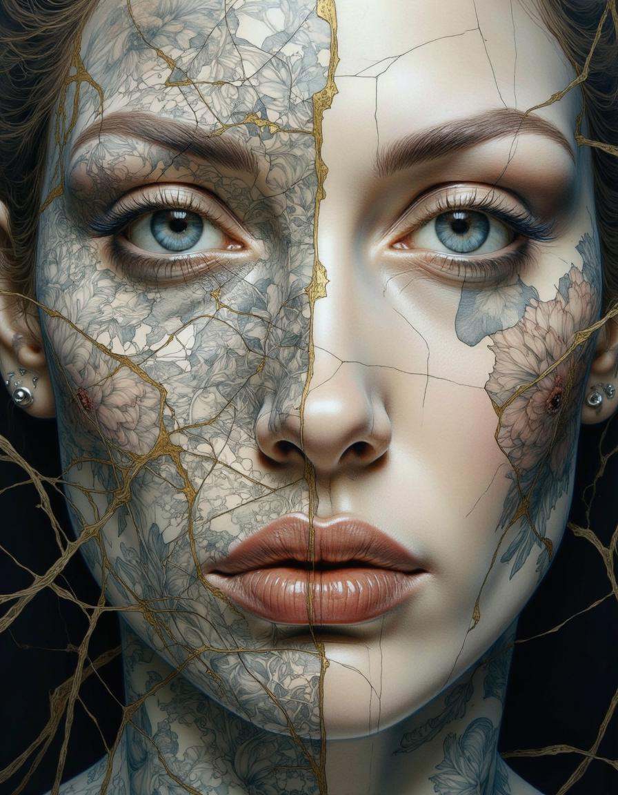 By Dorota Pietrowiak. This is a highly detailed,  realistic drawing of a intense,  close-up portrait of a woman's face on...