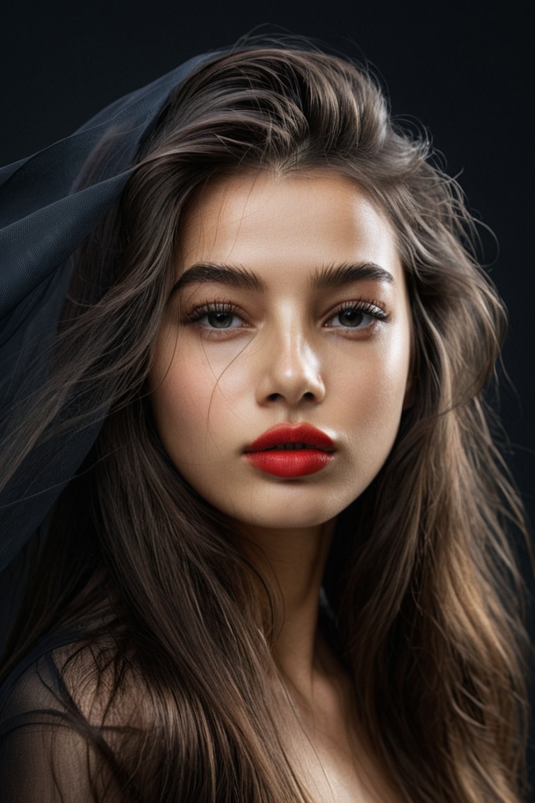 of a petite,  15 years old,  full natural lips on Tensor.Art