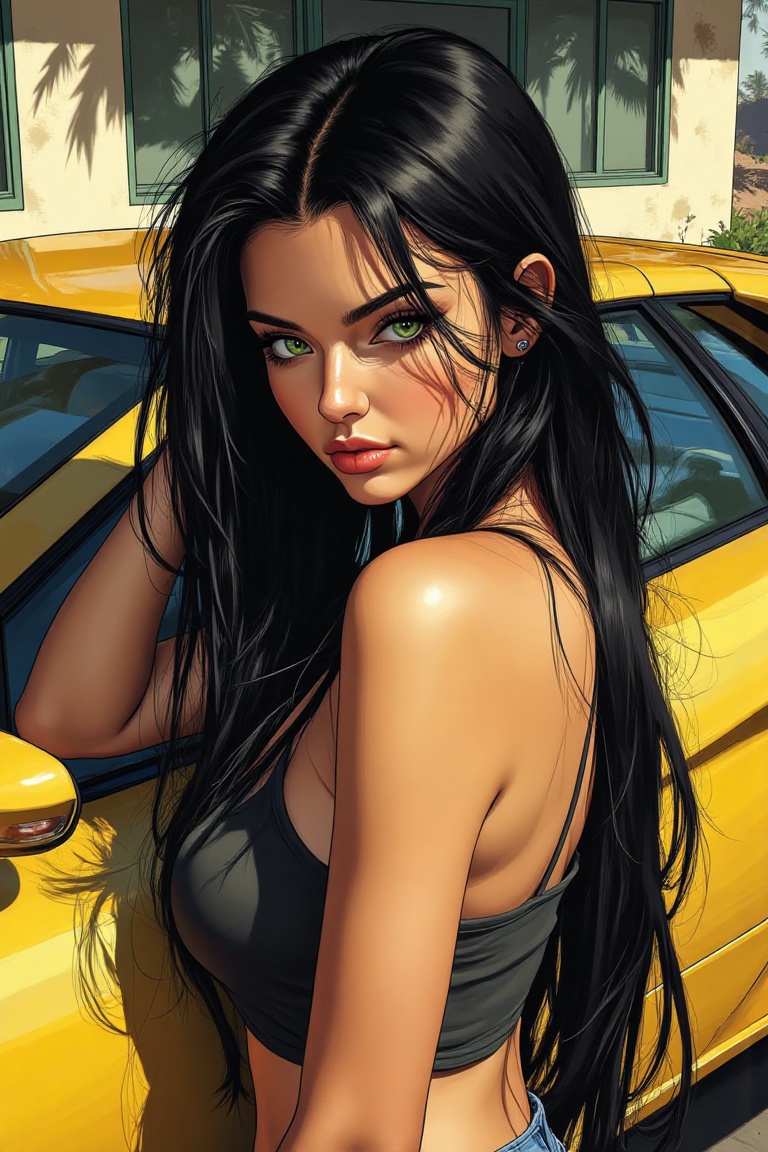 A stylized illustration of a Grand Theft Auto character,  shadow,  San Andreas on Tensor.Art