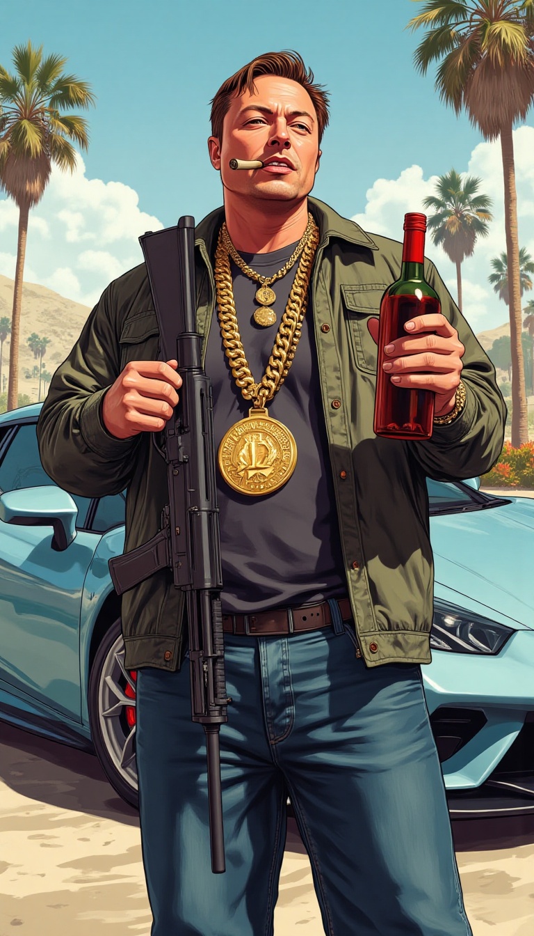 A stylized illustration of a Grand Theft Auto character,  shadow,  San Andreas on Tensor.Art