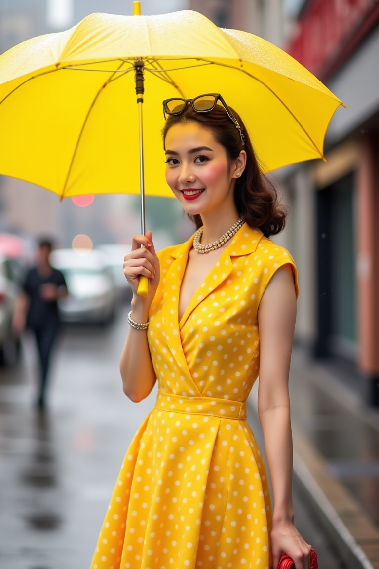 A masterpiece focusing on a young,  fair-skinned woman in her late teens to early twenties,  standing outdoors in a medium...