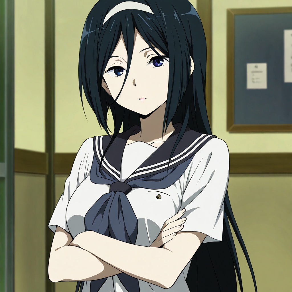Irisu fuyumi (Hyouka),  black hair,  long hair on Tensor.Art