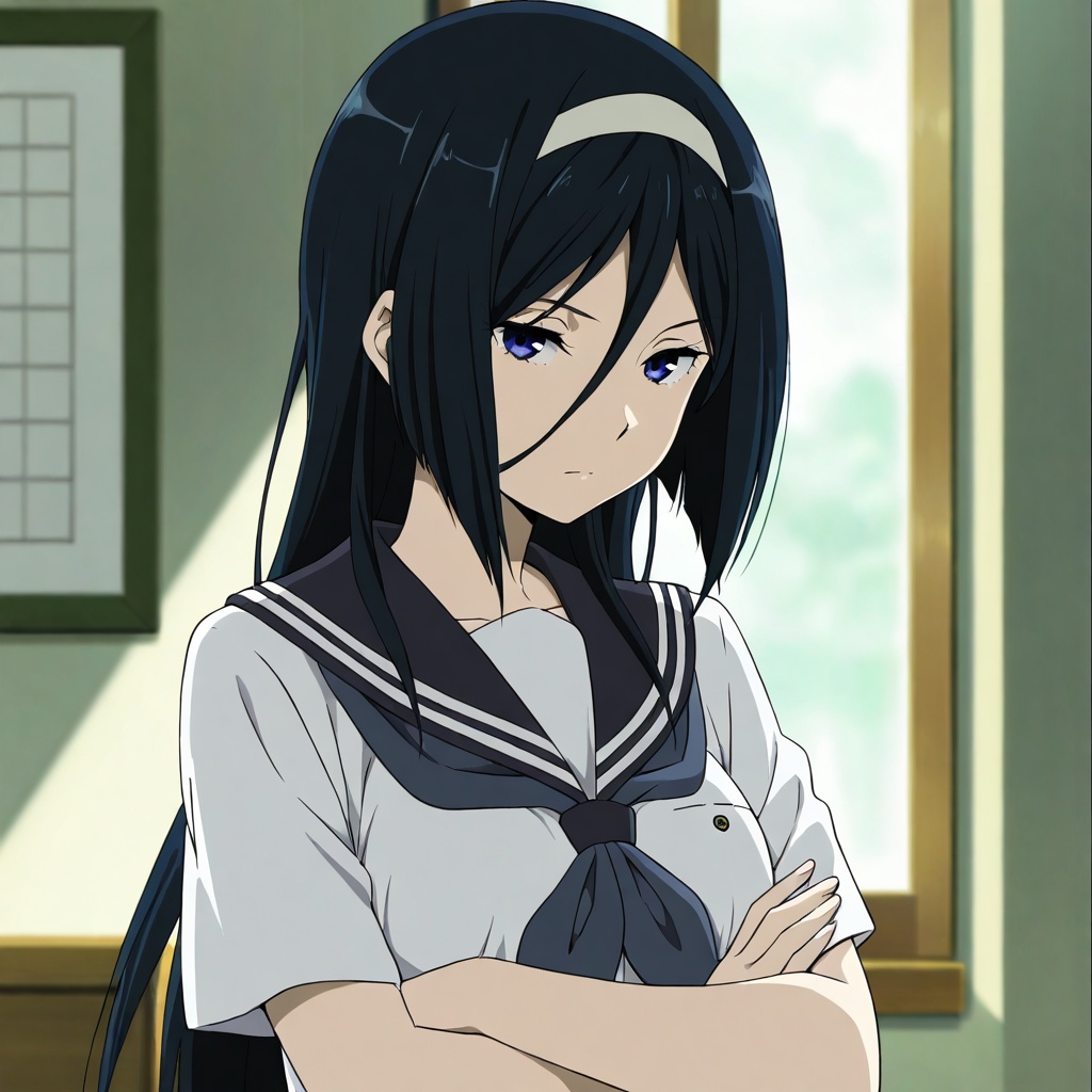 Irisu fuyumi (Hyouka),  black hair,  long hair on Tensor.Art