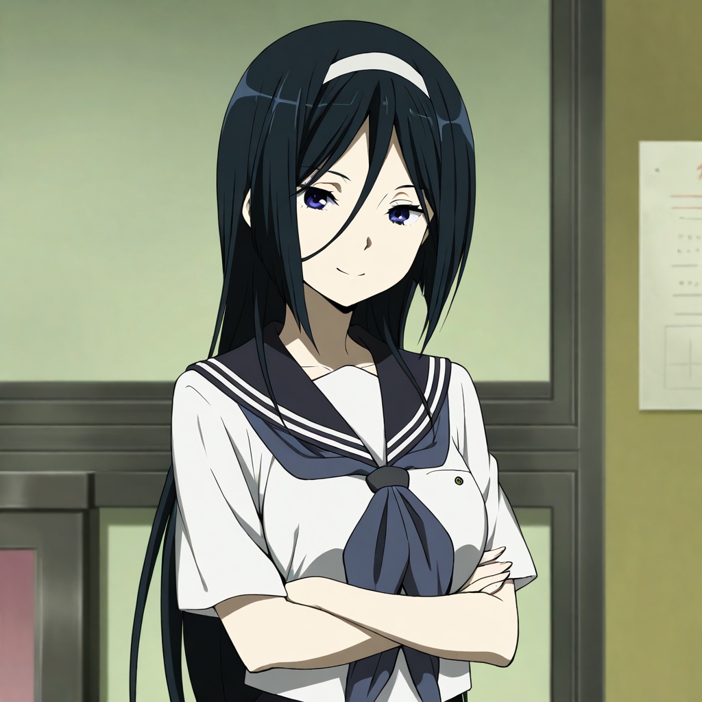 Irisu fuyumi (Hyouka),  black hair,  long hair on Tensor.Art