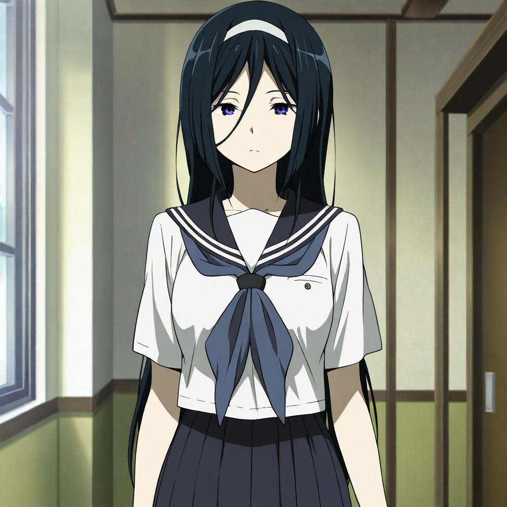 Irisu fuyumi (Hyouka),  black hair,  long hair on Tensor.Art