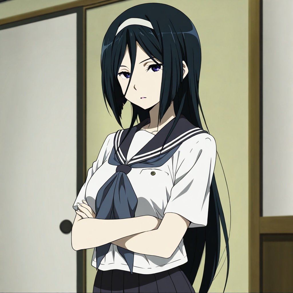 Irisu fuyumi (Hyouka),  black hair,  long hair on Tensor.Art