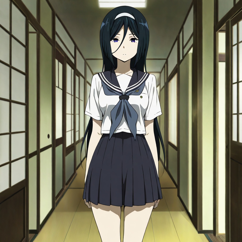 Irisu fuyumi (Hyouka),  black hair,  long hair on Tensor.Art