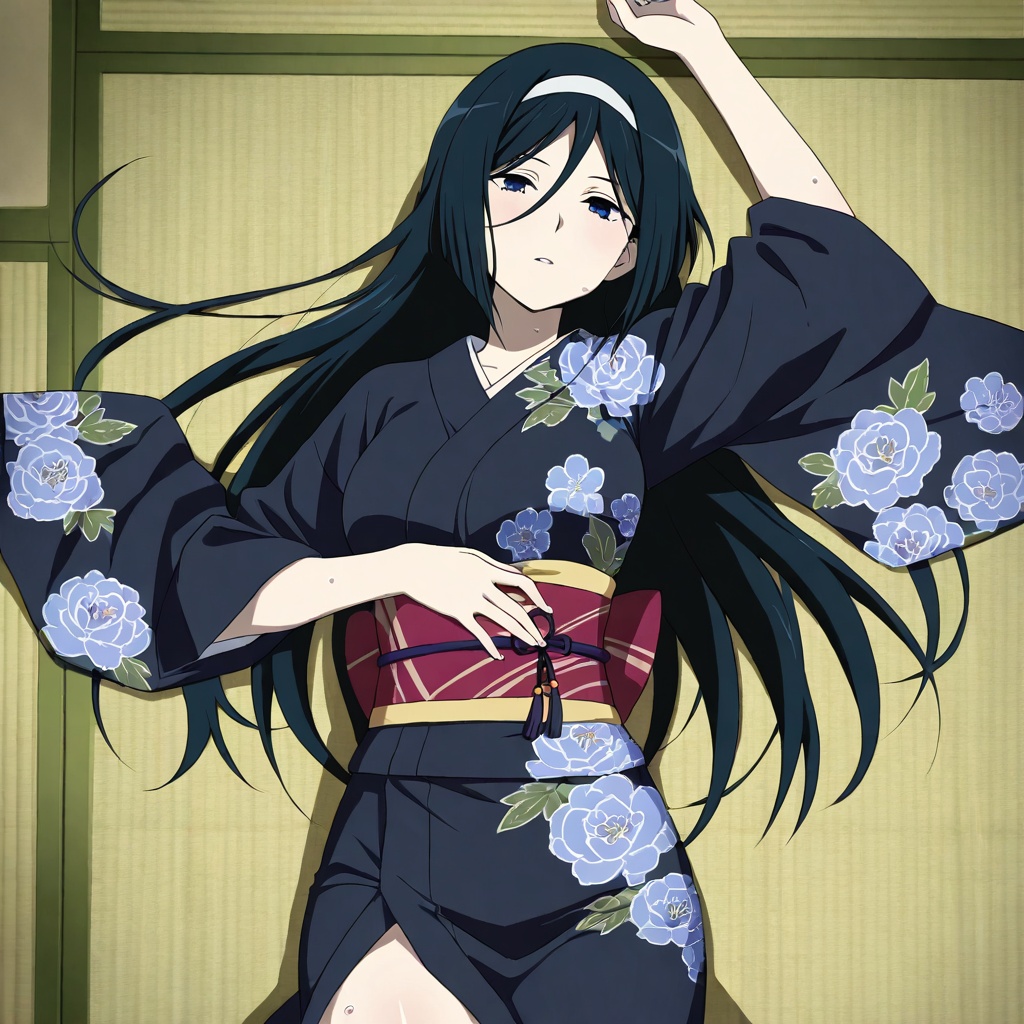 Irisu fuyumi (Hyouka),  black hair,  long hair on Tensor.Art