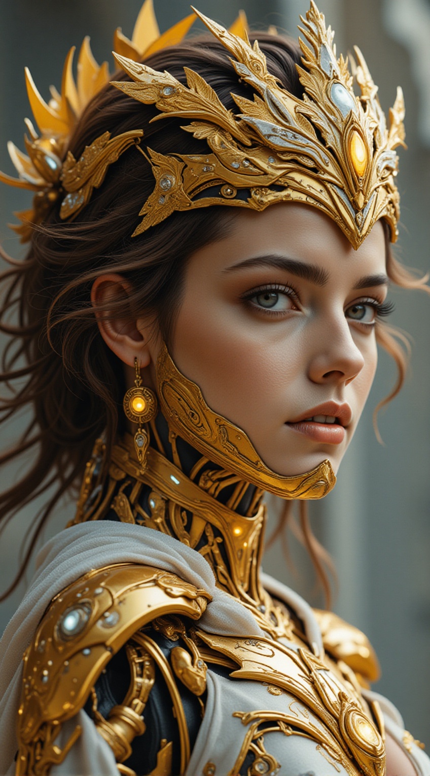 mechanical crown,  cybernetic queen,  graceful presence on Tensor.Art
