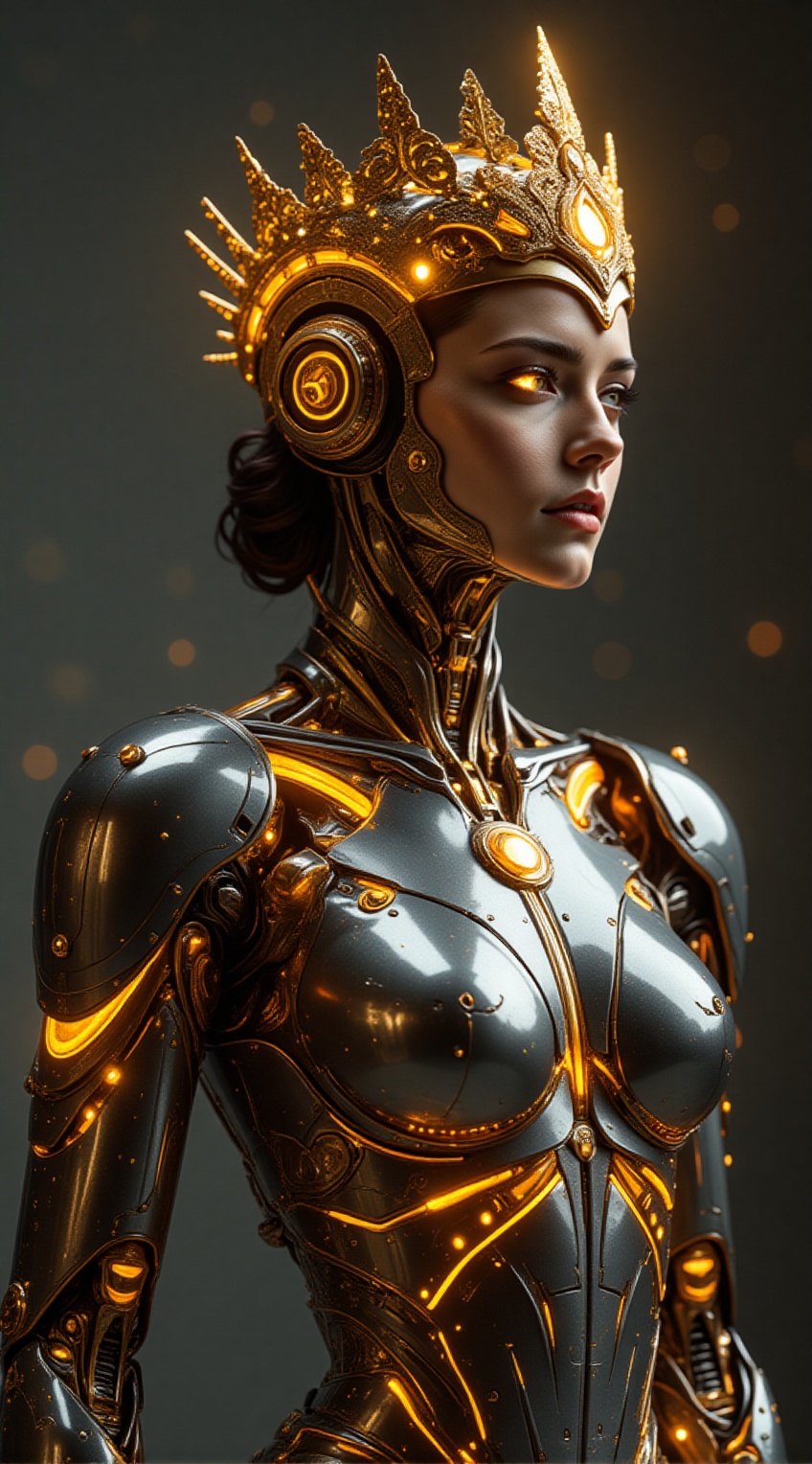 mechanical crown,  cybernetic queen,  regal posture on Tensor.Art