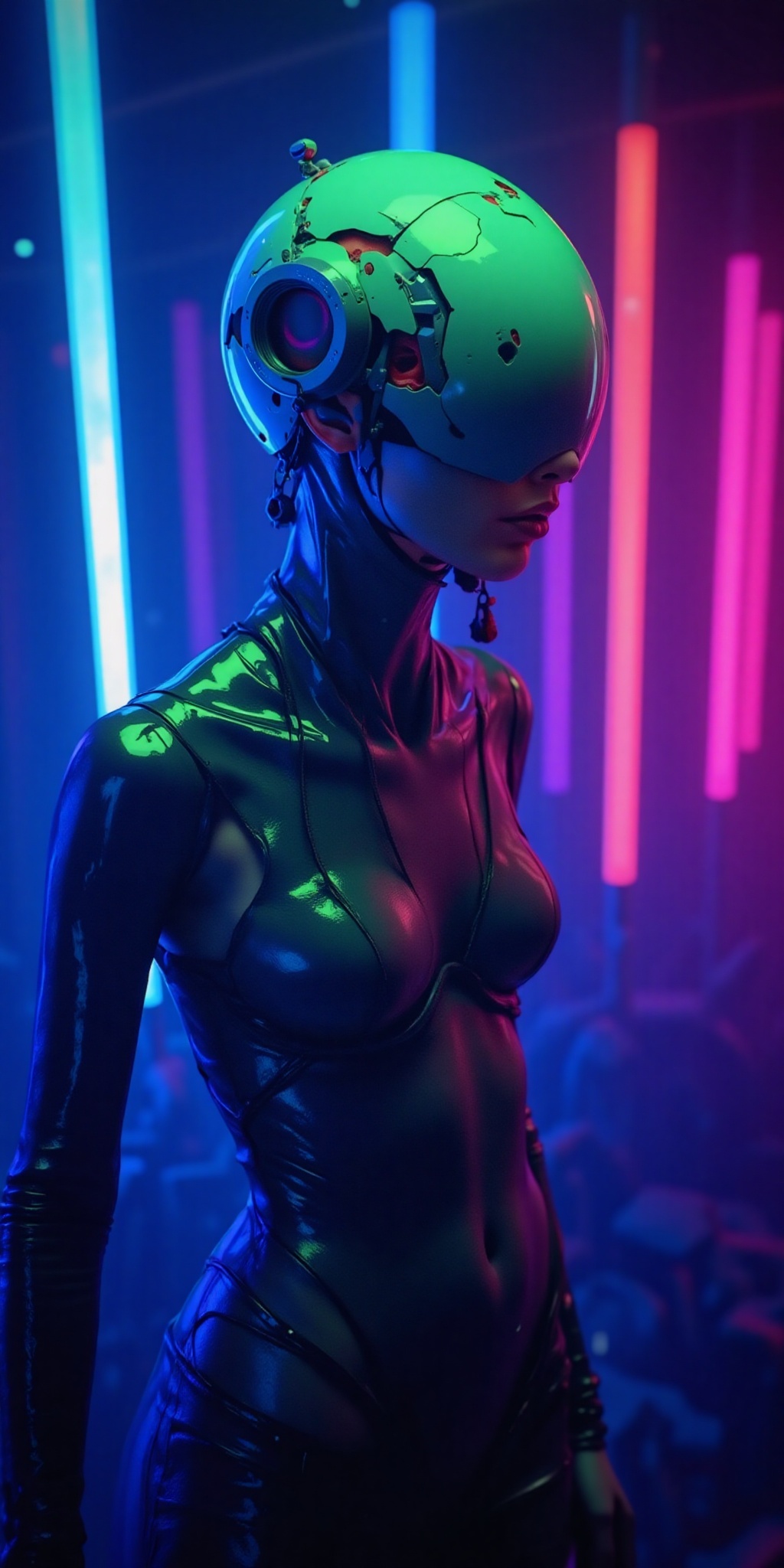 A sexy alien woman,  The atmosphere is fun and inviting,  featuring colors like black on Tensor.Art