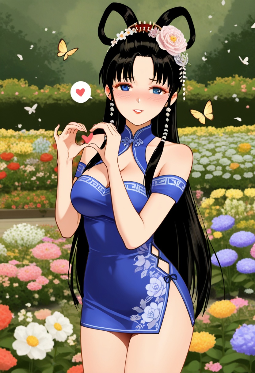 caiyi,  black long hair,  bangs on Tensor.Art