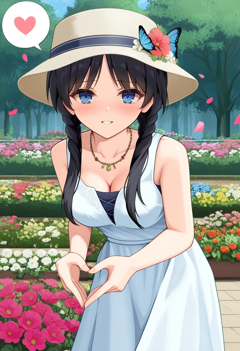a_nu,  black long hair,  two hair braids on Tensor.Art