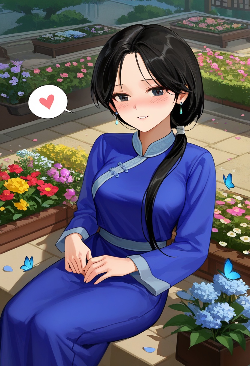 dingxianglan,  black long hair,  ponytail on Tensor.Art